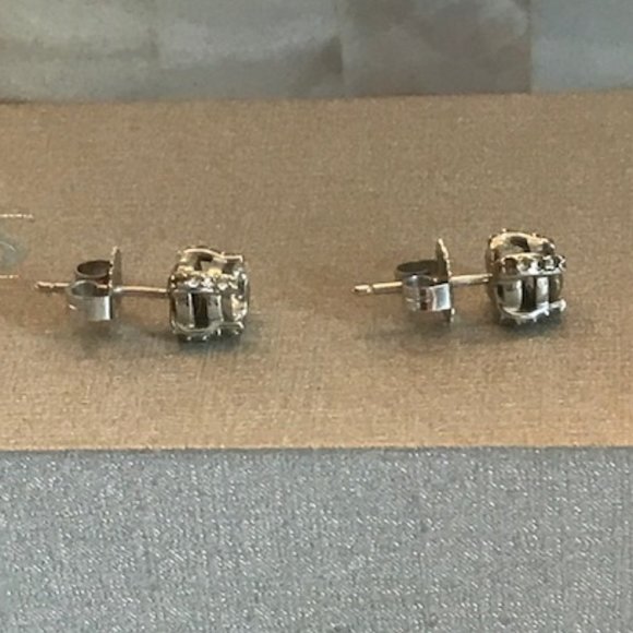 Natural Diamond 1 Carat Total Weight Studs - 14K White Gold - Picture 3 of 15